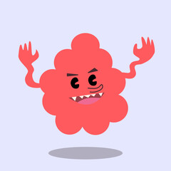 cute cartoon red bubbly monster