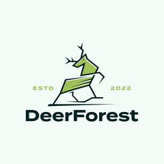 Deer elk hunter forest icon line outline logo design Premium