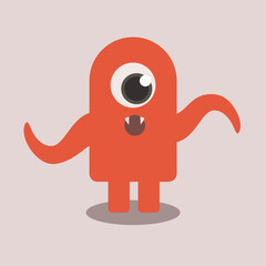 cute orange squid octopus monster kawaii