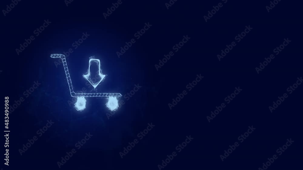 Aufkleber Shopping cart icon with plexus effect. Connected lines with dots. Lines plexus