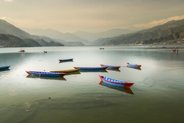boats on the lake Nepal
