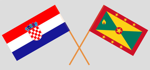 Crossed flags of Croatia and Grenada. Official colors. Correct proportion