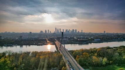 Warszawa z lotu ptaka panorama miasta