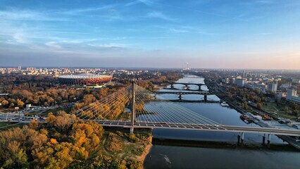 Stadion Narodowy nad rzeką Wisła w Warszawie - obrazy, fototapety, plakaty