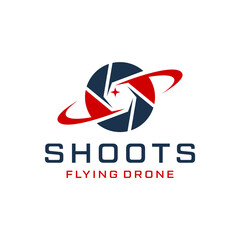 Drone colorful lens camera icon logo design Premium