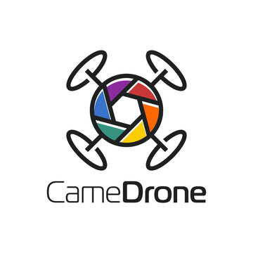 Drone colorful lens camera icon logo design Premium