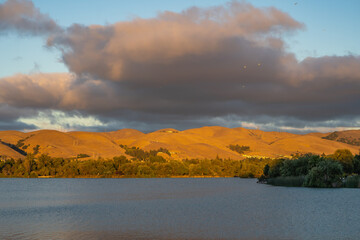 Scenic view of Lake Elizabeth at sunset, Fremont Central Park