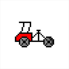 Obraz premium Becak ,rickshaw transportation with pixel art.