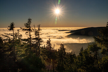 sunset in the mountains Králický Sněžník