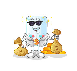 medicine rich character. cartoon mascot vector
