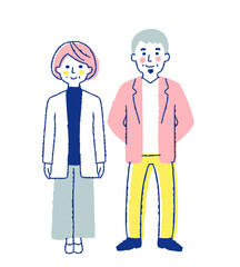 笑顔のシニアカップル　全身