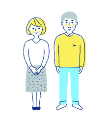 笑顔の中年カップル　全身