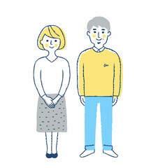 笑顔の中年カップル　全身