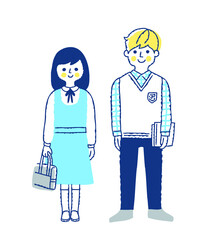 学生の女の子と男の子