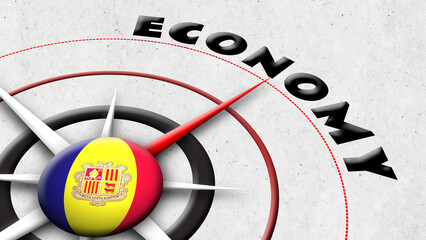 Andorra Globe Sphere Flag and Compass Concept Economy Titles &ndash; 3D Illustration