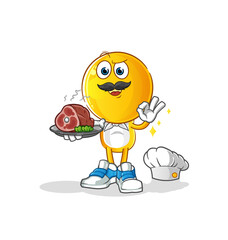 emoticon head cartoon chef with meat mascot. cartoon vector