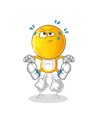 emoticon head cartoon fart jumping illustration. character vector