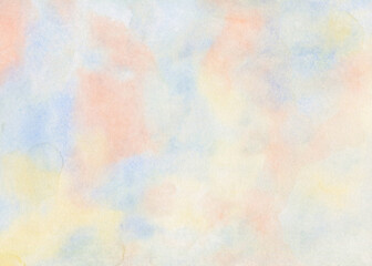 Abstract worn pattern background similar to the sky with clouds. grunge canvas background or texture. Mixed media watercolor and acrylic on paper. Drawn abstract clouds.