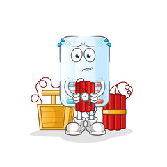 medicine holding dynamite character. cartoon mascot vector