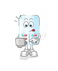 medicine with laptop mascot. cartoon vector