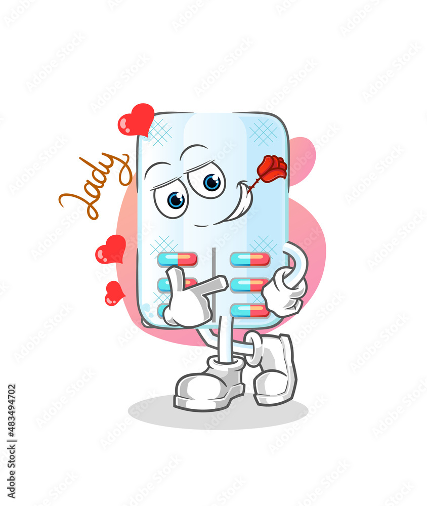 Poster medicine flirting illustration. character vector