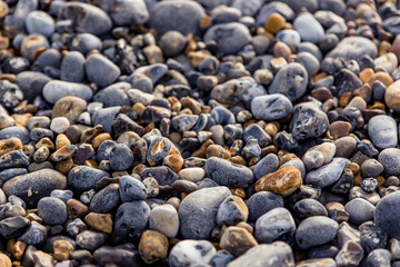 Flint pebbles on the beach