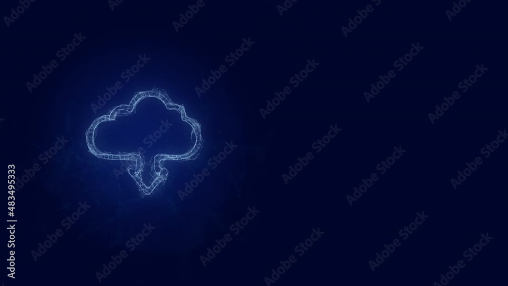 Poster Cloud download icon with plexus effect. Connected lines with dots. Lines plexus