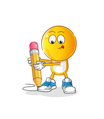emoticon head cartoon write with pencil. cartoon mascot vector