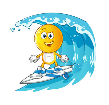 recommend clip art: emoticon head cartoon surfing character. cartoon mascot vector