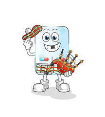 medicine scottish with bagpipes vector. cartoon character