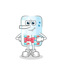 medicine lie like Pinocchio character. cartoon mascot vector