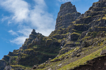 Green Grassy mountain Landscape Highland Cold Grey travel beautiful 