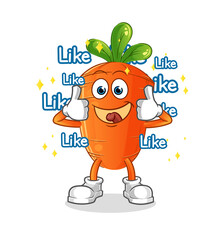 carrot give lots of likes. cartoon vector