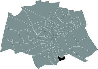 Black flat blank highlighted location map of the VILLABUURT-OOST NEIGHBORHOOD inside gray administrative map of Groningen, Netherlands
