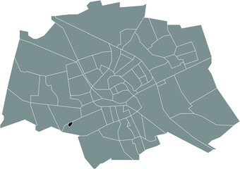 Naklejka premium Black flat blank highlighted location map of the WOONWAGENKAMP NEIGHBORHOOD inside gray administrative map of Groningen, Netherlands