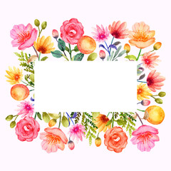 hand drawn frame with flowers