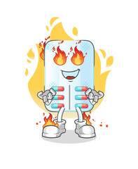 medicine on fire mascot. cartoon vector