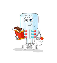 medicine eat chocolate mascot. cartoon vector