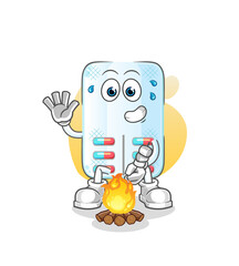 medicine roasting marshmallows. cartoon mascot vector