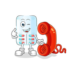medicine call mascot. cartoon vector