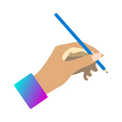 hand holding pencil ilustration for illustration element, educational or bussines template element
