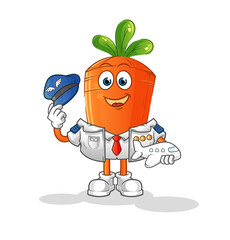 carrot pilot mascot. cartoon vector
