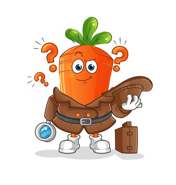 recommend clip art: carrot detective vector. cartoon character