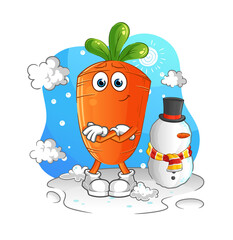 carrot in cold winter character. cartoon mascot vector