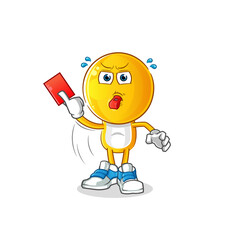 emoticon head cartoon referee with red card illustration. character vector