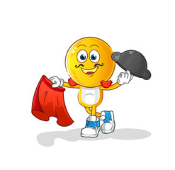 emoticon head cartoon matador with red cloth illustration. character vector
