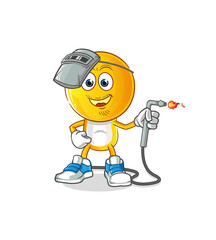 Obraz premium emoticon head cartoon welder mascot. cartoon vector