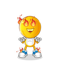 emoticon head cartoon on fire mascot. cartoon vector