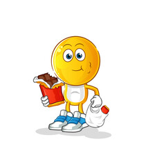 emoticon head cartoon eat chocolate mascot. cartoon vector