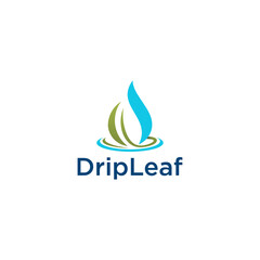 Water drop leaf negative space logo design premium vector